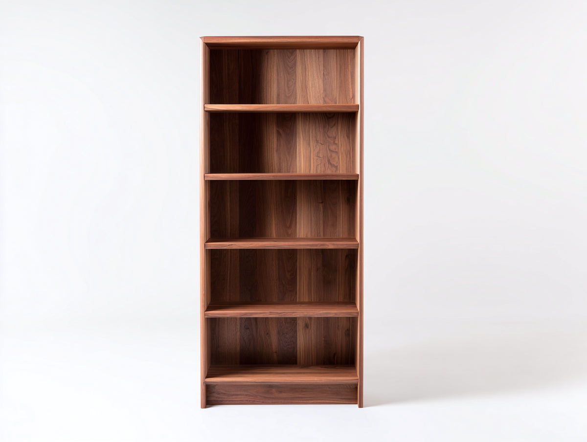Bücherregal-Holz-82×32×182 cm-Dunkelbraun-hohes geschlossenes Rückwanddesign fürs Arbeitszimmer