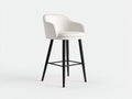 Barhocker-Strukturstoff-Metall-54×53×100 cm-Weiß/Schwarz-geschwungene Rückenlehne für die Hausbar