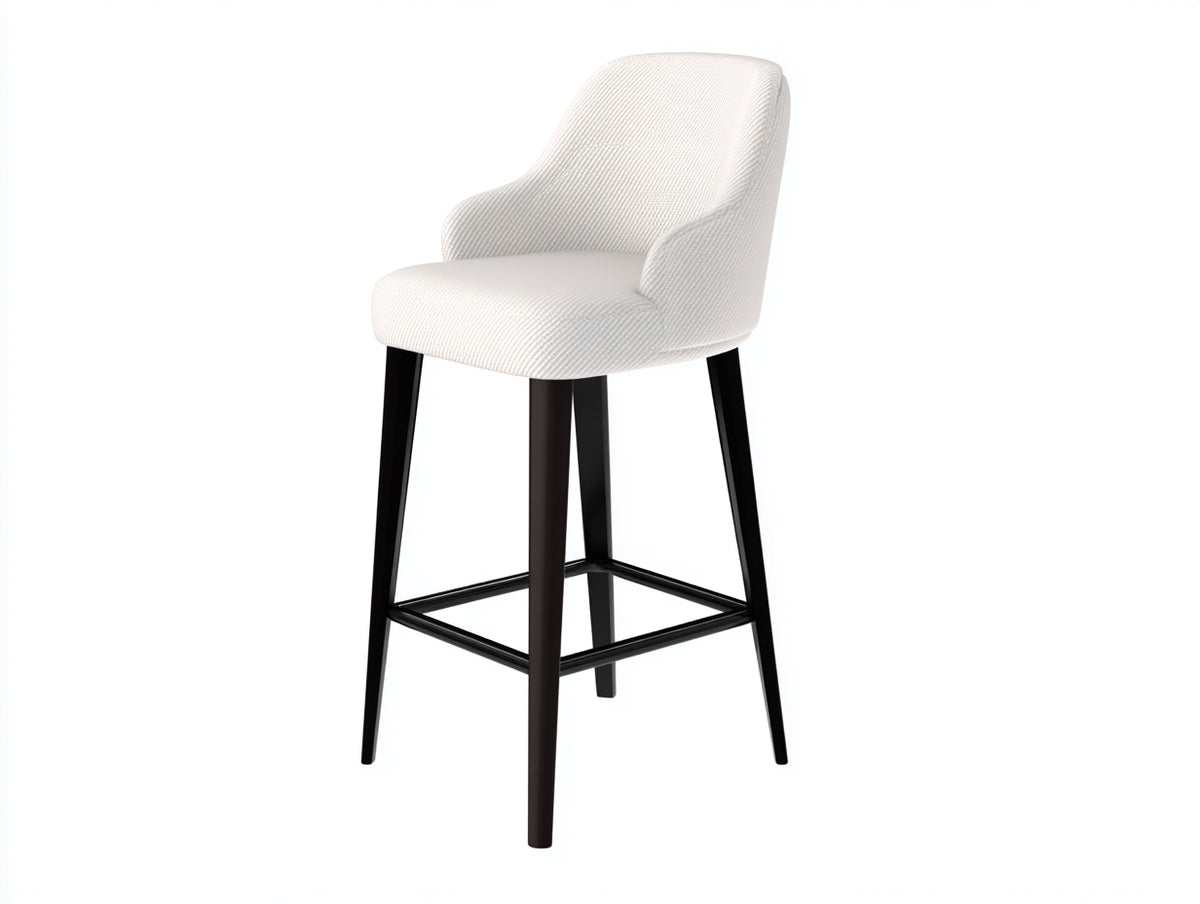 Barhocker-Strukturstoff-Metall-56×55×106 cm-Cremeweiß/Schwarz-hohe Sitzschale für die Hausbar
