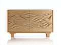 Sideboard-Holz-145×44×79 cm-Eiche natur-zwei Türen mit fließender Liniengravur fürs Wohnzimmer