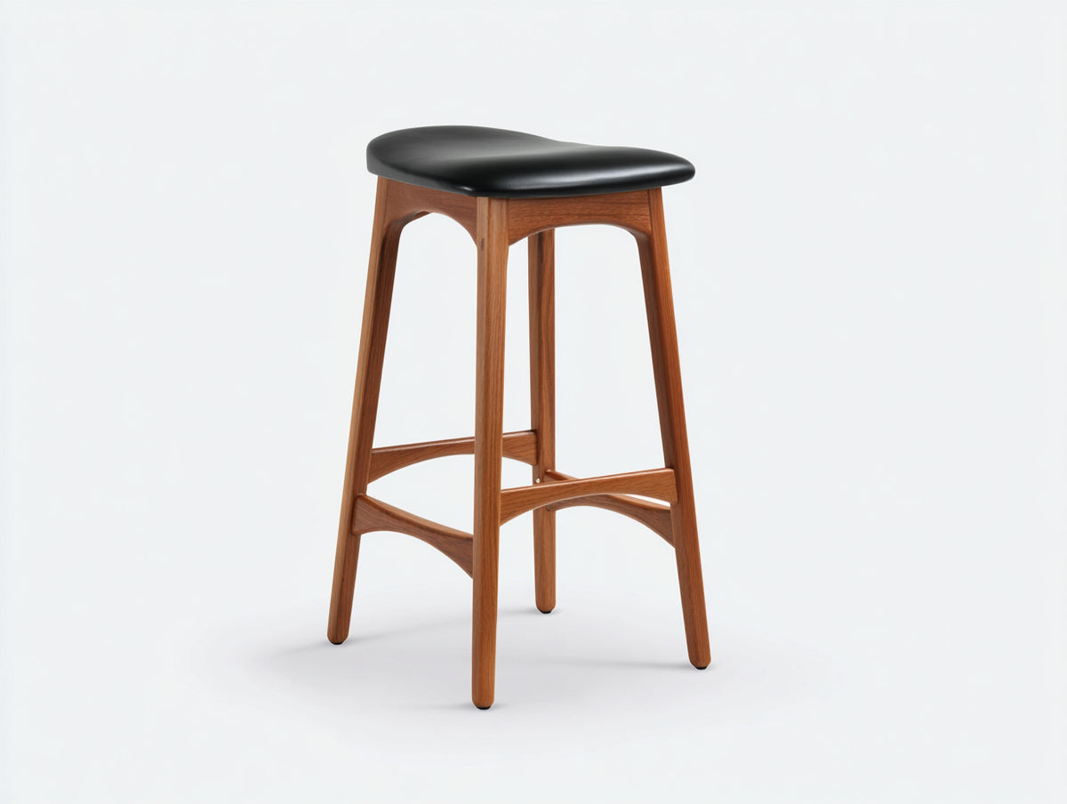 Barhocker-Holz-Polster-46×43×76 cm-Braun/Schwarz-ergonomischer Sitz für die Hausbar