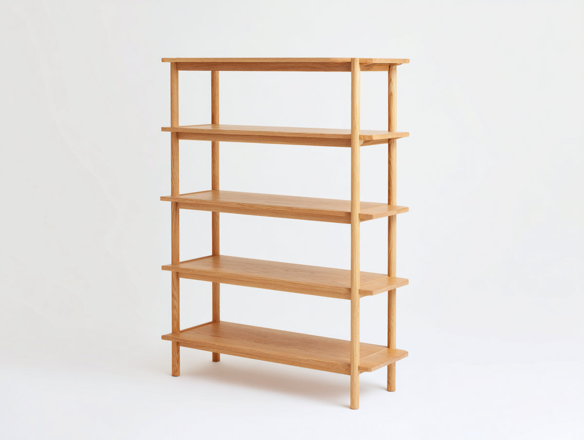Bücherregal-Holz-112×34×158 cm-Natur-offenes Standregal fürs Arbeitszimmer