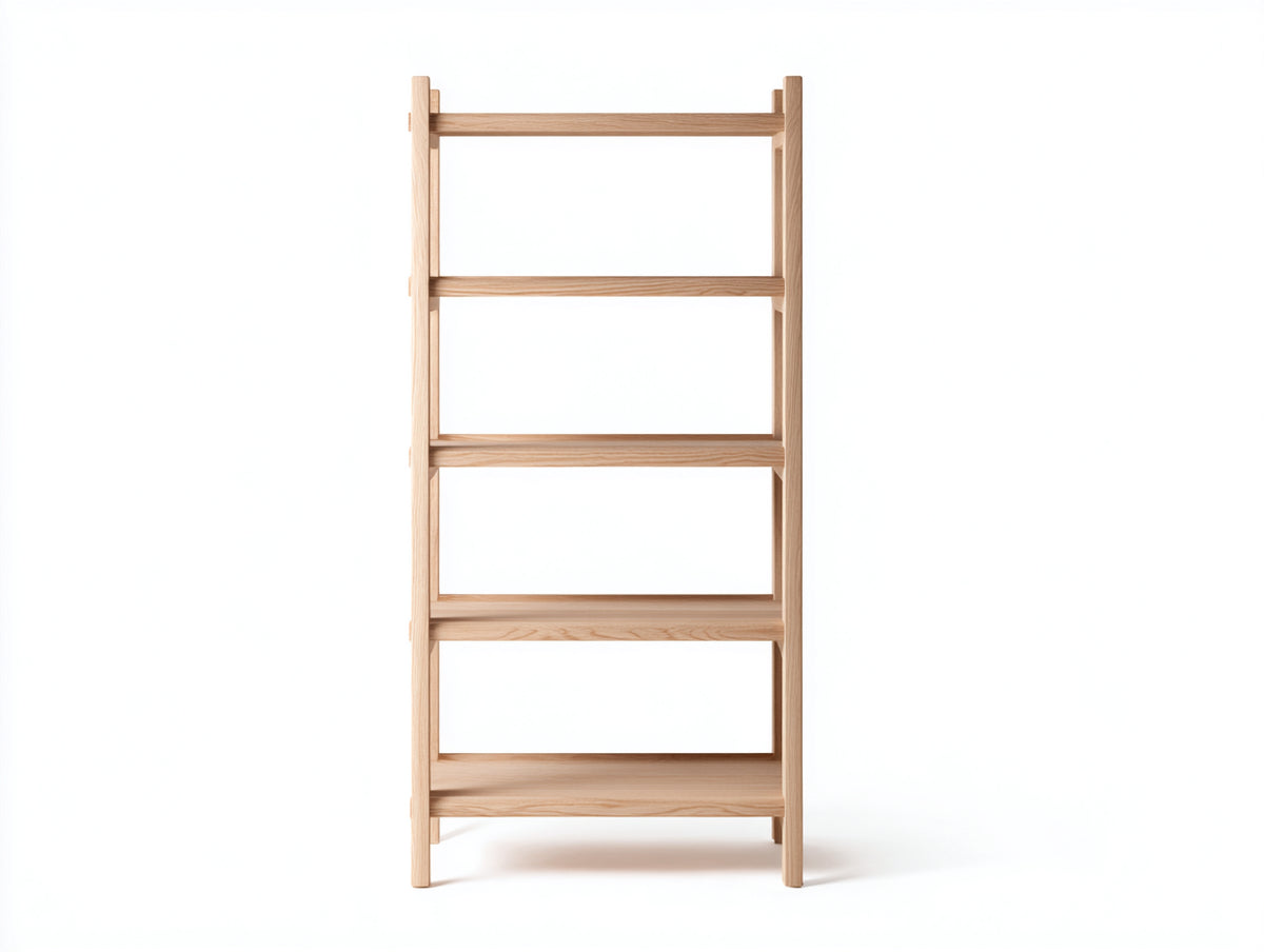 Bücherregal aus Holz 78×32×180 cm – Naturbraun – freistehend mit 5 Ablagen fürs Arbeitszimmer