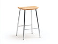 Barhocker-Holz/Metall-44×43×76 cm-Natur/Silber-geformter Sitz mit Fußstütze