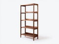 Bücherregal aus Walnussholz 86×34×188 cm – Dunkelbraun – freistehend mit 5 offenen Ablagen fürs Arbeitszimmer