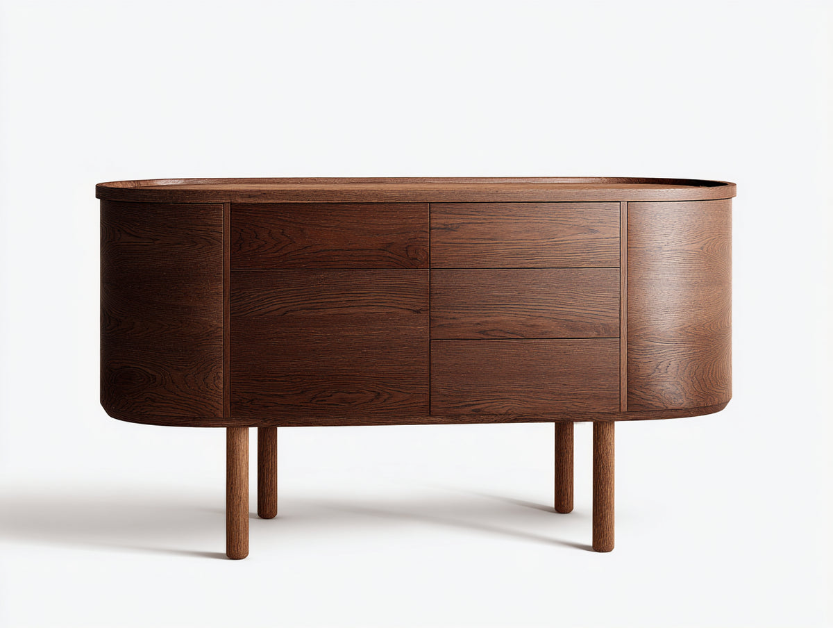 Sideboard-Holz-180×48×82 cm-Dunkelbraun-abgerundetes Design fürs Wohnzimmer