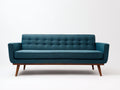 Sofa aus Webstoff 210×86×84 cm Petrolblau-Nussbraun für Wohnzimmer – Mid-Century Design
