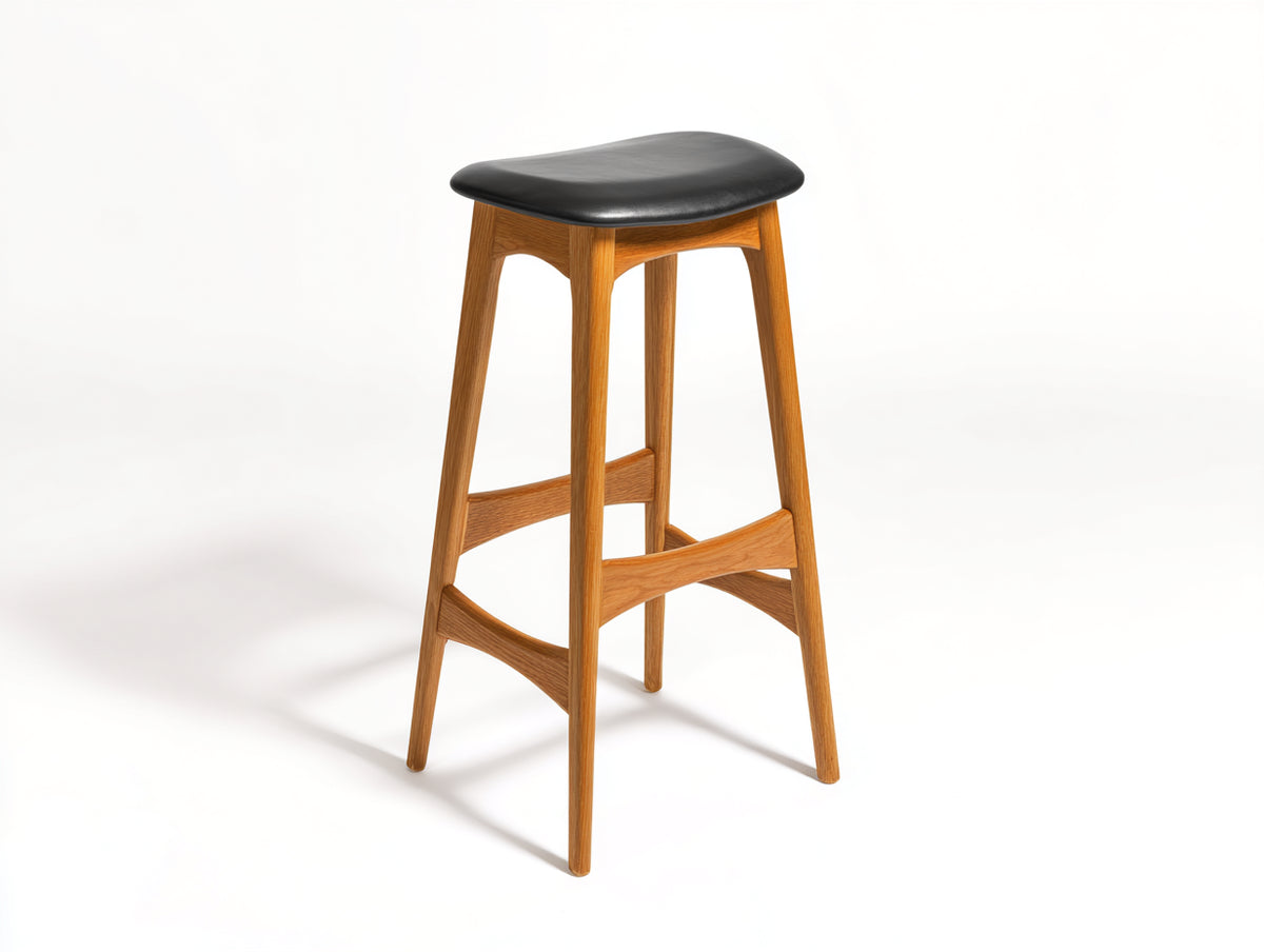 Barhocker-Holz-42×42×78 cm-Natur/Schwarz-gepolsterter Sitz für die Hausbar