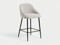 Barhocker-Bouclé-Metall-55×54×103 cm-Cremeweiß/Schwarz-gepolsterte Sitzschale für die Hausbar