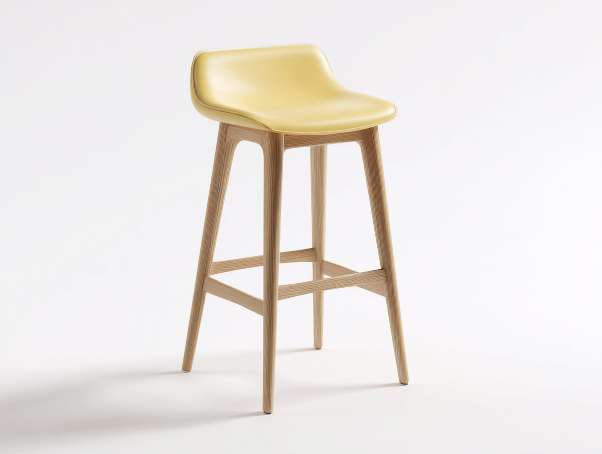 Barhocker Kunststoff-Holz 43 × 46 × 84 cm – gelb/natur – skandinavisch mit Fußablage
