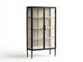 Bücherregal aus Metall und Glas 92×40×186 cm – Schwarz/Creme – mit 2 Glastüren und 4 Ablageebenen fürs Arbeitszimmer