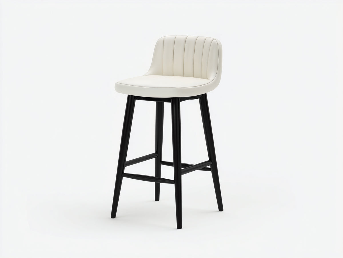 Barhocker Kunstleder 46 × 50 × 97 cm – weiß/schwarz – für Hausbar mit Ziersteppung