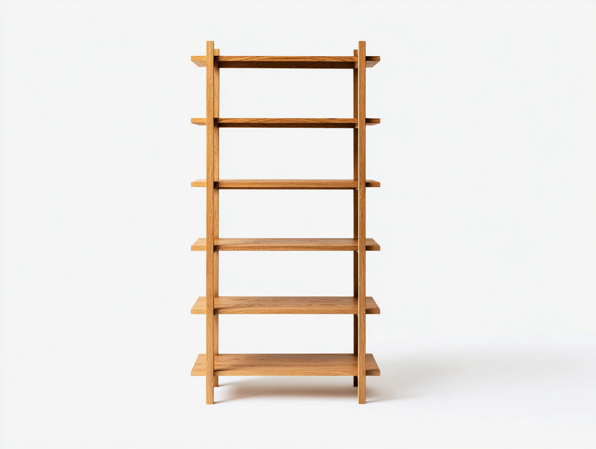 Bücherregal-Holz-92×36×184 cm-Eiche warm-sechs seitlich auskragende Ebenen