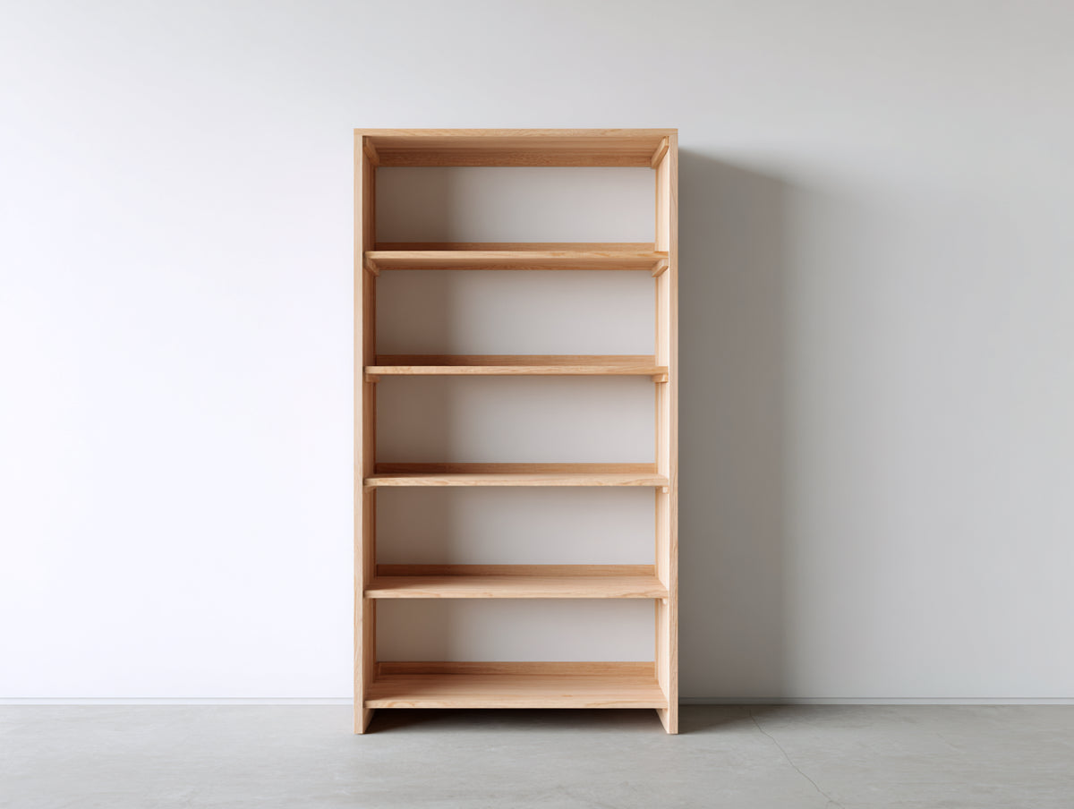 Bücherregal aus Holz 82×34×175 cm Naturholz für Arbeitszimmer – geradliniges Standregal