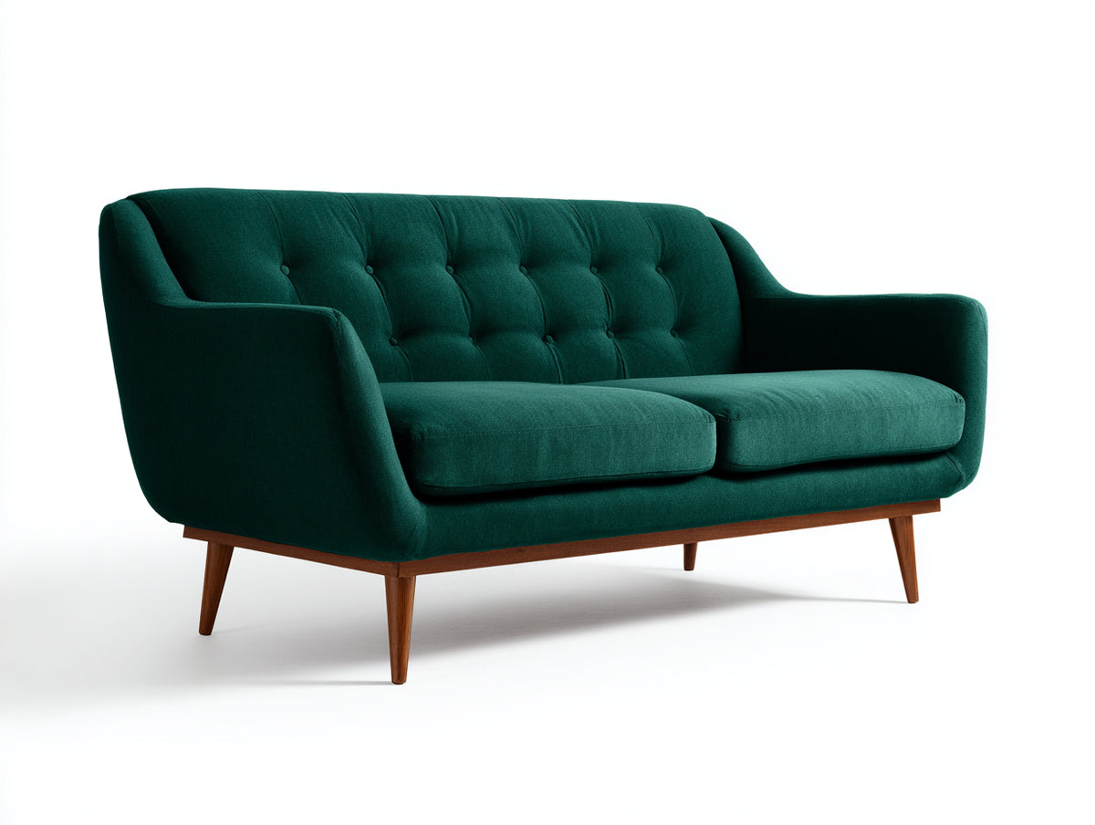 Sofa-Stoff-Holz-198×88×86 cm-Dunkelgrün-geknöpfte Rückenlehne fürs Wohnzimmer